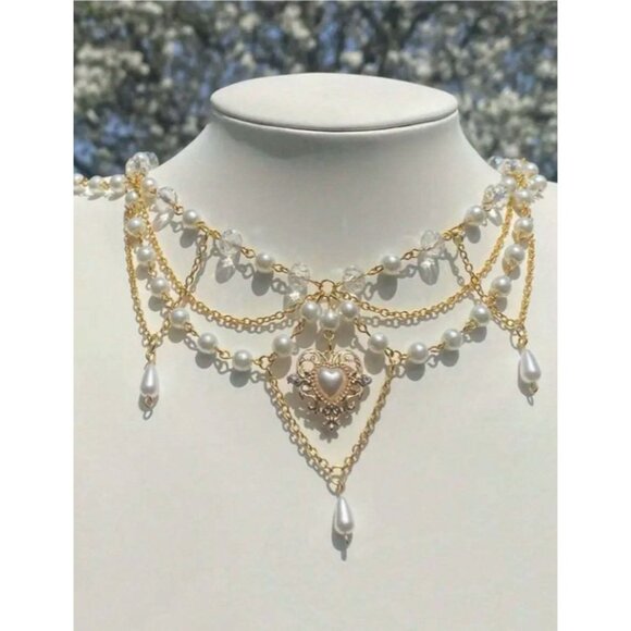 Jewelry - Fairycore Pearl & Crystal Layered Necklace Cottagecore Y2K Fairy Magical Jewelry